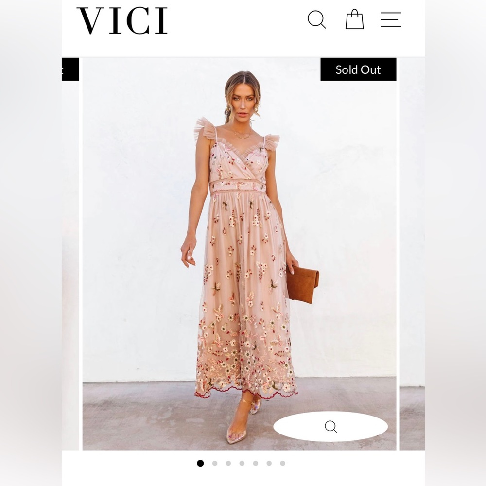 Tulle Floral Embroidered Ruffle Midi Dress